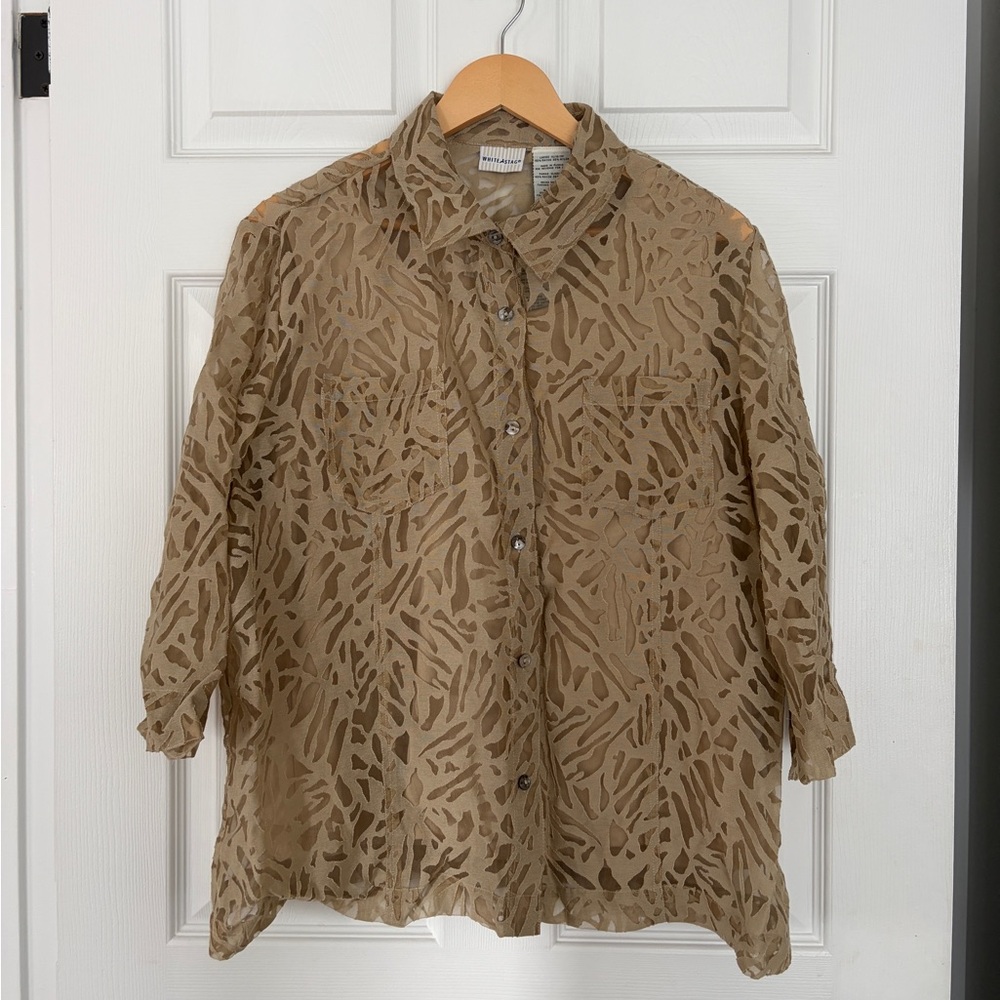 Vintage White Stag Beige Mesh Blouse